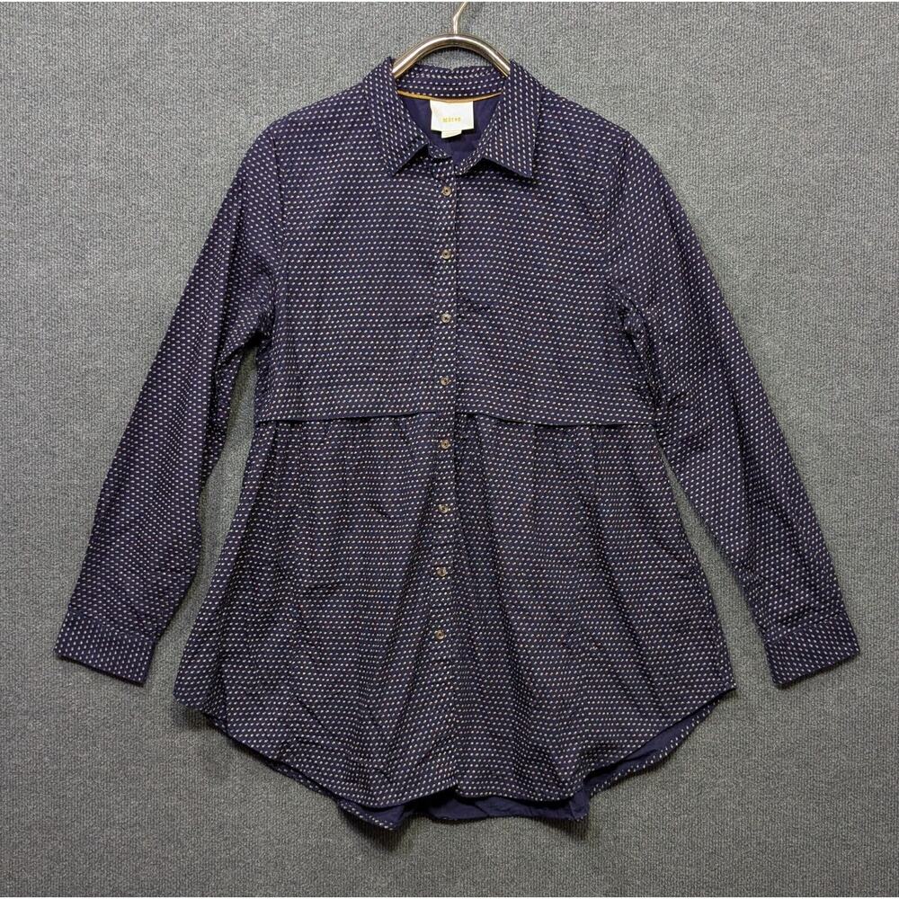 Meave Anthropologie Polka Dot Tunic Womens Large Shirt Peplum Empire Waist
